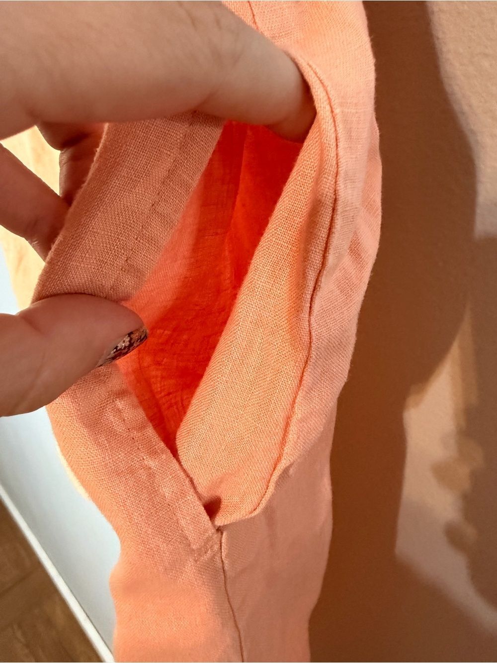 J. Jill Linen Sleeveless Dress Size XL Tall Orange Midi Summer Lagenlook - Picture 8 of 10